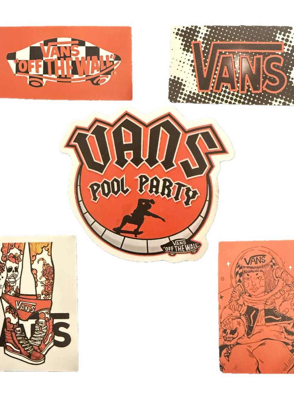 Vans Off The Wall Pool Party Sticker Lot of 5 Skateboard Logo Graphic Decals